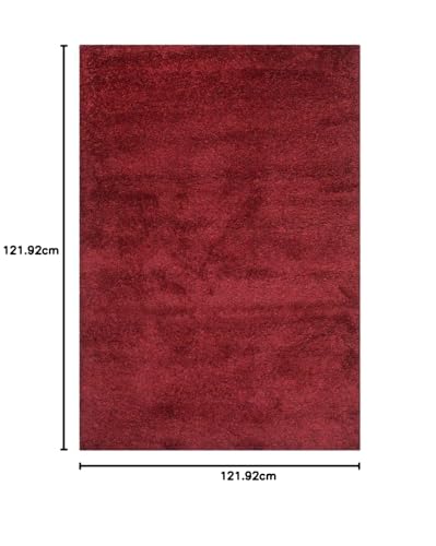 Image of Handwoven Microfibre 3D Rug for Living Room (Maroon, 4 X 4 Feet (Square), Microfibre)