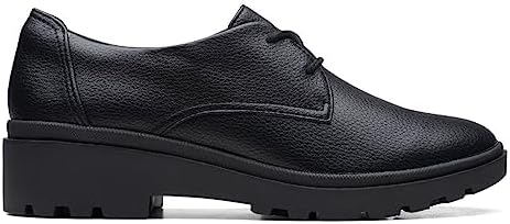 Clarks Women's Calla Ruby Oxford Flat, Black Leather, 8 | Image 1