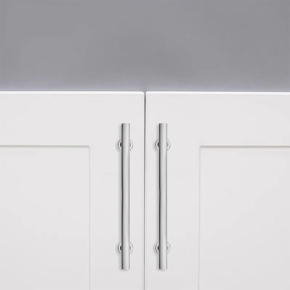 10 Pack Polished Chrome 5 Inch Hole Center Cabinet Pulls Kitchen Cabinet Handles Solid Square Pulls for Kitchen Cabinet Door Handles Arch Dresser Handles for Cabinets and Drawers