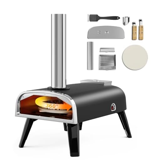 Outdoor Pizza Oven aidpiza 12" Wood Pellet Pizza Ovens With Rotatable Round Pizza Stone Portable Wood Fired with Built-in Thermometer Pizza Stove for Outside Backyard Camping Picnics
