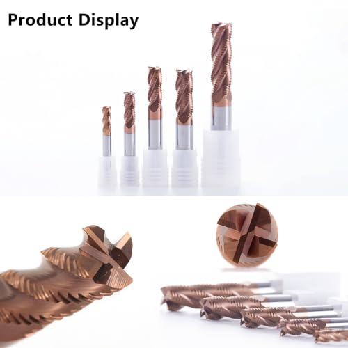 Image of 3 /8 inch Tungsten Carbide Roughing End Mill 4 Flute Square Endmill CNC Milling Bits for Alloy Steels /Hardened Steels - TISIN Coated