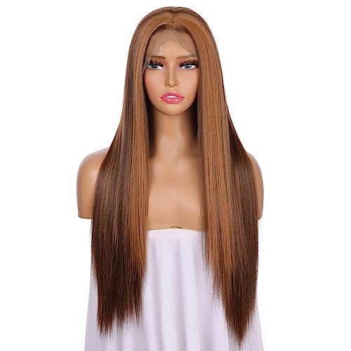 FUHSI 13×6 Black Gray White Synthetic Hair Real Natural Wig For Women – Soft & Smooth, Tangle-Free Straight Lace Front Wig,Elastic Straps, For Perfect Fit 250D 22"
