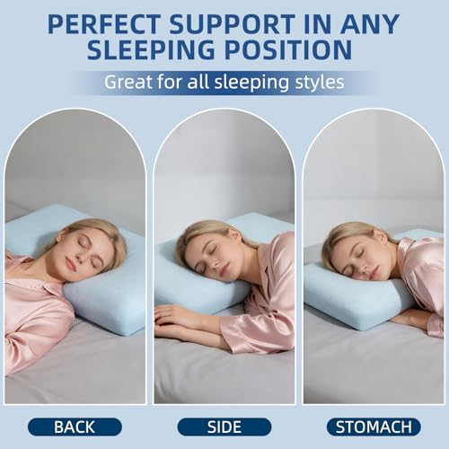 Image of HIMOON Cooling Memory Foam Pillow, Bed Pillow for Sleeping, Standard Size, Breathable Memory Foam, Premium Support with Washable Cover for Back, Side and Stomach Sleepers (2 Packs)