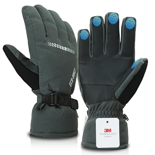 Eco-daily Men's Thermal Cycling Gloves for 5°F & Above (-15°C) Windproof 3M Thinsulate Insulation Touchscreen with Adjustable Wrist Strap for Skiing Running Motorcycle