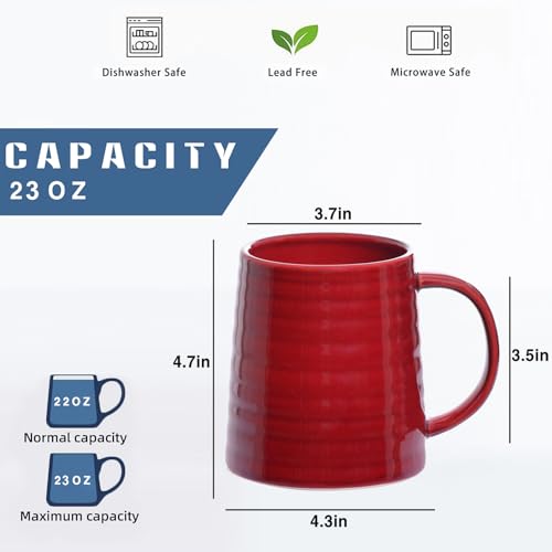 Taza de cerámica extra grande para café 23 oz roja miniatura 2