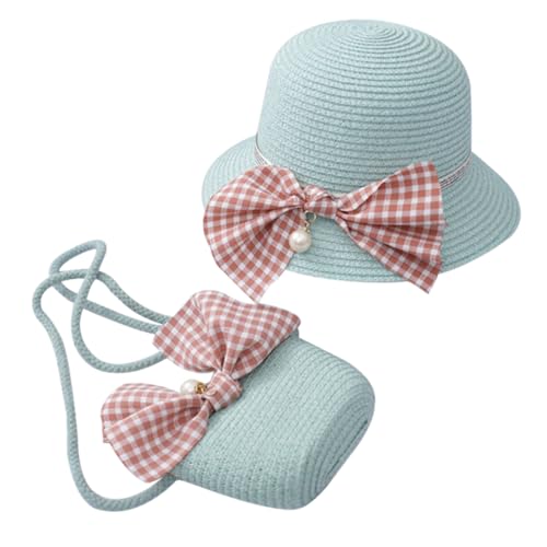 Sombrero de paja para playa HHRFCS: protección solar ligera con bolso infantil para niñas 1