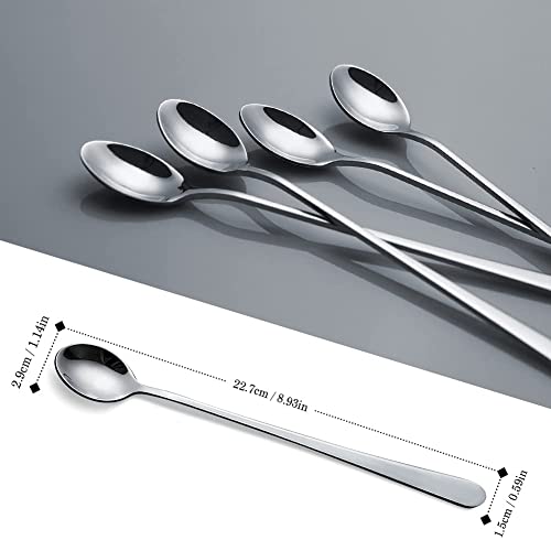 Long Handle Iced Tea Spoons, IQCWOOD 9Inch Long Handle Tea Spoons
