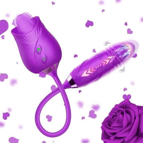 Rose Style Massager for Women 10 Modes Rechargeable Lightweight Quiet & Discreet Design #7621 (Purple)