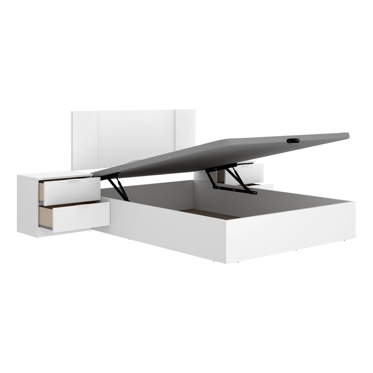 DEKIT - Pack Ahorro Dormitorio Canapé Nest con Cabezal Flow con 1 Colchón viscoelástico con muelles ensacados Aurea 135 x 190cm
