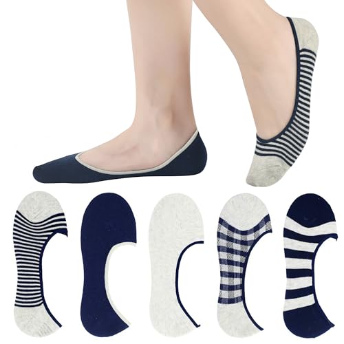 Image of RYI 5-Pack No Show Socks for Women Size 6-9 Ankle Invisible Non-slip Athletic Socks