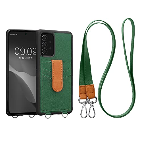 kwmobile Crossbody Case Compatible with Samsung Galaxy A52 / A52 5G / A52s 5G - Case with Card Slots Synthetic Leather - Pixie Green