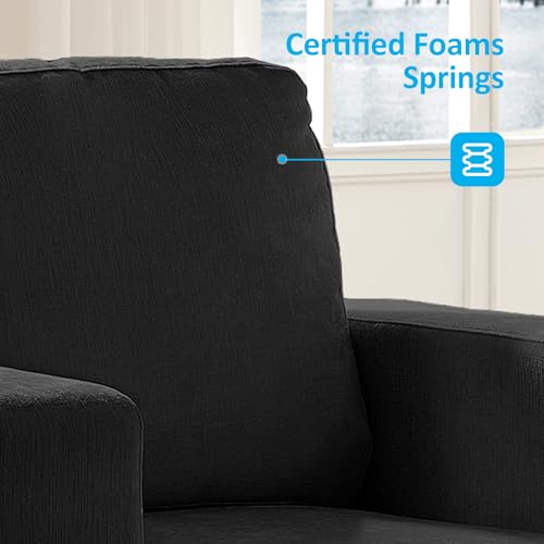 Image of Mjkone 82 inch W 2 Piece Living Room Furniture Sofa Set, Modular 3 Seater Sofa Couch and Armchair Sets, Chenille Fabric Sectional Couch Sets for Living Room Studio Home Apartment, Dark Grey