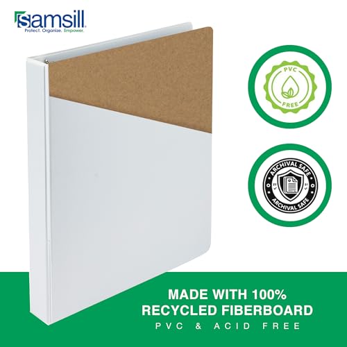 samsill 3 inch 3 ring binders made in usa economy round ring clear view cover 550 sheet capacity - for school home office - white 4 pack