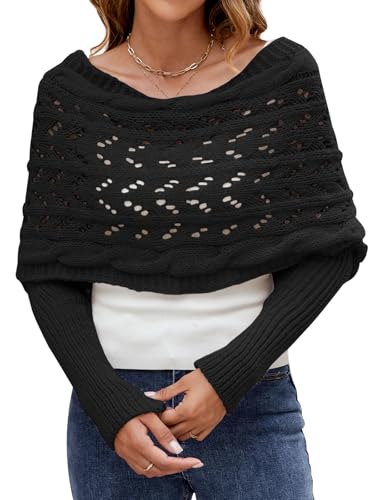Wantonfy Bufanda Con Mangas Poncho de Punto para Mujer Manta Mantón Invierno