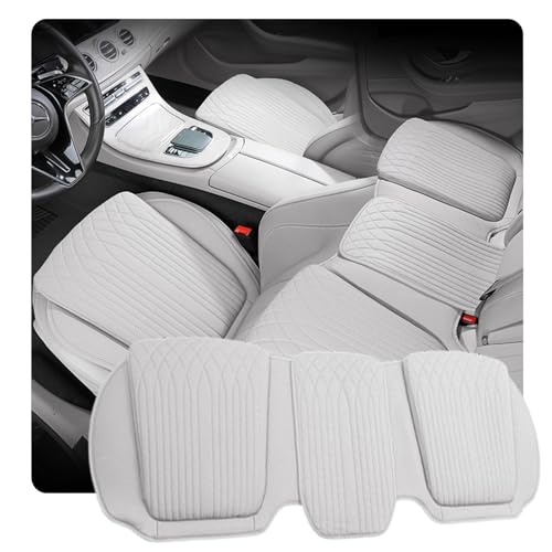 KUNIO シートクッション ナッパ レザー クッション シートカバー 滑り止め クッション 座席 車用 低反発 座布団 後部座席 シートカバーセットカバー 体圧分散 エルゴノミクス 汎用 座り心地 通気性 保護 手触りいい 取り付け易い ホワイト 1枚