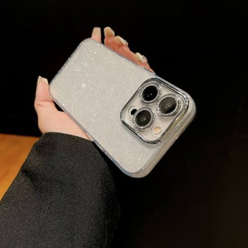Coque iPhone 15 Pro transparent avec protecteur caméra verre anti-choc et paillettes