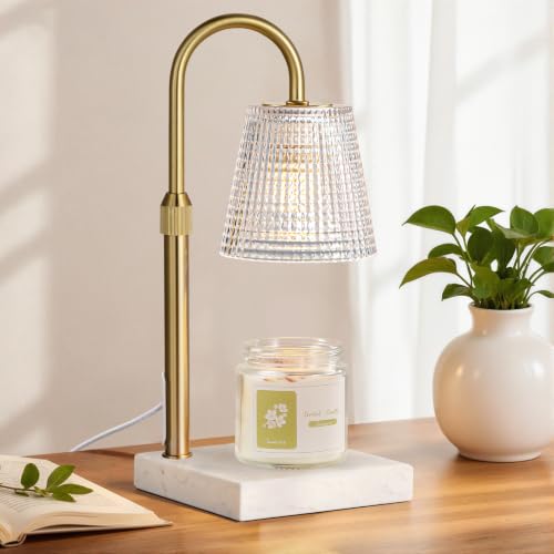 Image of White and Gold Marble Candle Warmer Lamp,Luxury Home Decor