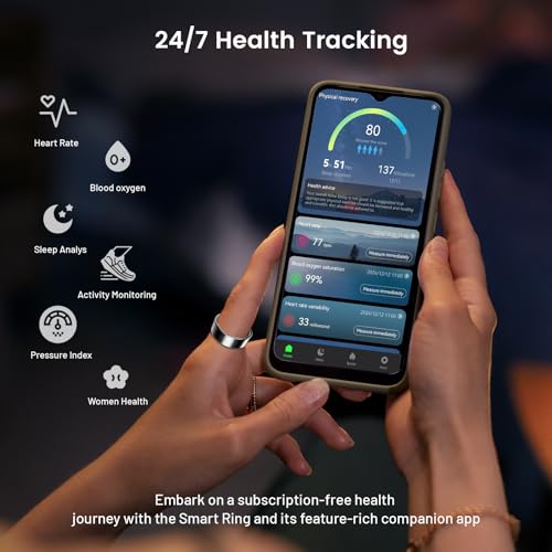 Mirlray Smart Ring for Women & Men, Smart Ring Health Tracker, Blood Oxygen & Heart Rate Monitor, Long Lasting Battery Sleep Ring, Waterproof Fitness Ring (Black, 11) by Mirlray - Used condition - Image 2