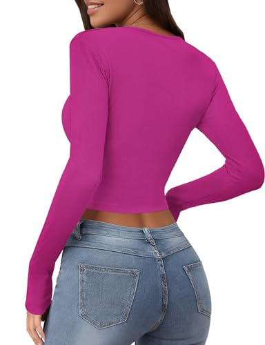 Buauty Women's Crop Tops Square Neck Shirts Long Sleeve Cropped Tshirts Fitted Tees Ribbed Basic Clothes Sexy Y2k Casual 2024 - Image 3