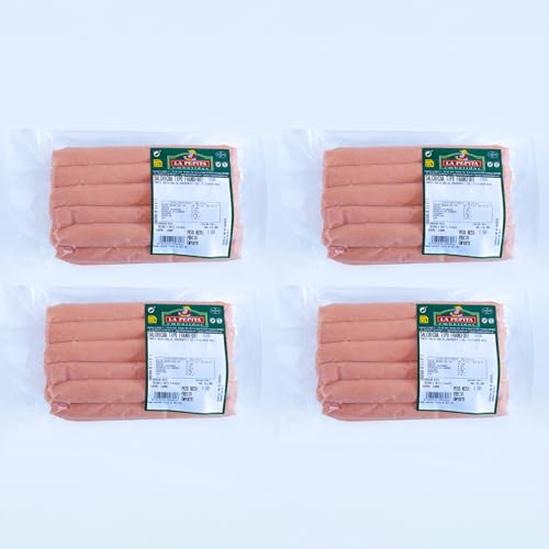 EMBUTIDOS LA PEPITA – Salchichas Frankfurt de Cerdo 100% Español | 10 Unidades envasadas al vacío | 650 gr, Pack 4 Und|Receta Tradiciona| Cocidas y Listas para Calentar | Alta calidad