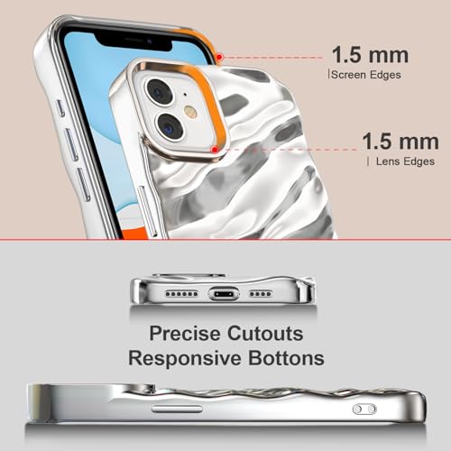 Coque iPhone 11 étui silicone vagues cadeau filles argent