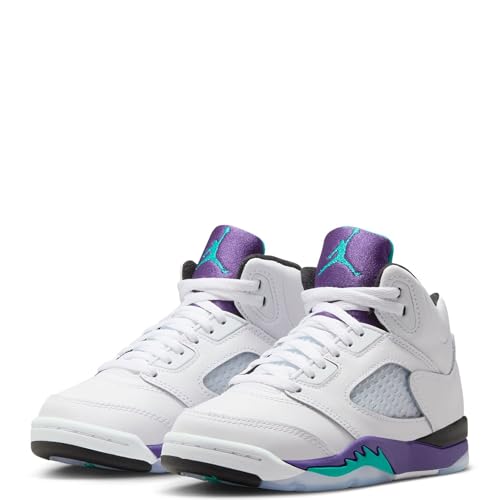Little Kid's Jordan 5 Retro OG White/New Emerald-Grape Ice (HQ7979 100) - 23