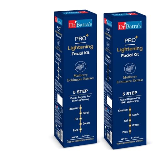 Image of Dr Batra's PRO+ Lightening Facial Kit, Enriched with Mulberry And Echnacea Extracts, Kit for Soft Supple Skin - 250 gm (Pack Of 2)
