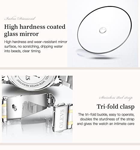 Olevs Ladies Silver Stainless Steel Waterproof Wrist Watches For Womens Easy Read Analog Quartz Date Day #TOP6