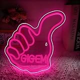 Daumen Neon Schild, LED Rosa Thumb Neon Sign für Wand Deko, Dimmbare Neonlichter USB Power für Schlafzimmer Wohnzimmer Bar Pub Club Home Mann Höhle