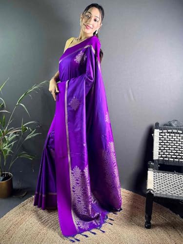 Image of SGF11 Women's Kanjivaram Pure Soft Silk Saree With Unstiched Blouse Piece
