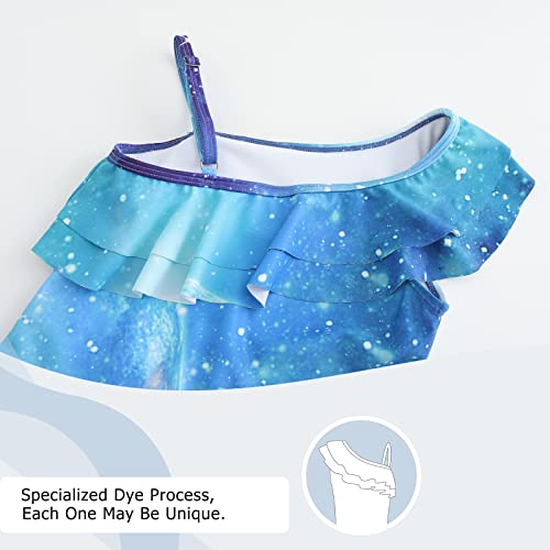 Image of Girls One Piece Swimsuits One Shoulder Ruffle Bathing Suit Kids Hawaiian Floral Swimwear 3-16 Years