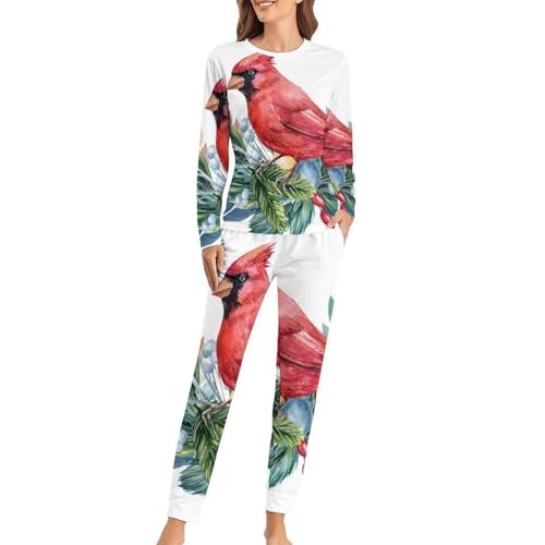 Ensemble de pyjama femme oiseau rouge idéal pour des soirées cocooning et nuits sereines