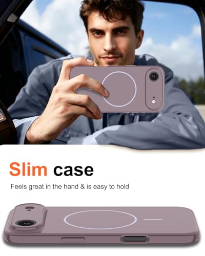 Image of Magnetic for iPhone Air Case,Shockproof Matte Cover,Lavender Purple | with Screen Protector,Compatible with MagSafe,Military Grade Drop Protection,Full Camera Protection,Non-Slip Design Case