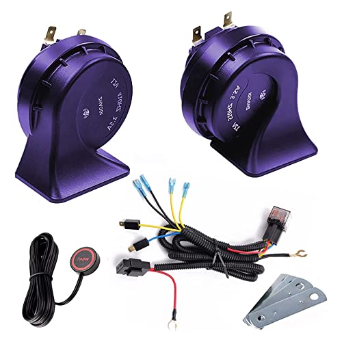 Car Horn Truck Horns 12V,BANHAO Train Horn Waterproof High Low Dual Tone Universal Fit Super Loud Electric Snail Horns Kit for all 12V vehicles, RVs, pickups and off-road cars (with button)