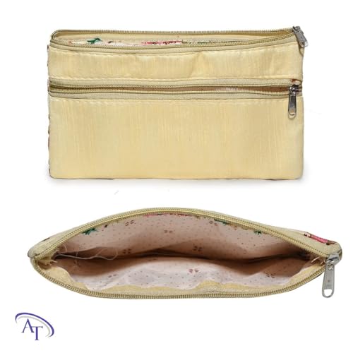 Image of Traditional Embroidered Zipper Purse for Women | Return Gifts for Baby Shower, Haldi, Mehendi, Wedding | Multicolor Ethnic Pouch Set