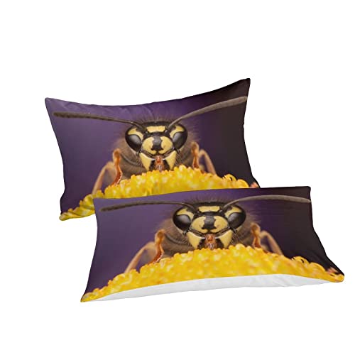 Housse de couette abeille 3D 200x200 cm avec 2 taies d'oreiller - 3