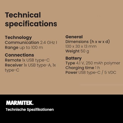 Kabelloser Presenter mit digitalem Laserpointer - Marmitek WPR-400 Präsentationsfernbedienung, Air-Maus Funktion, Zoom, 30 Meter Reichweite, USB-Empfänger, Ideal für Präsentationen