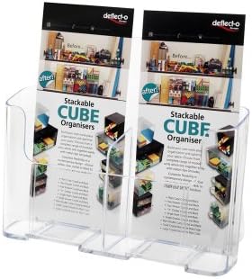Deflecto Single Tier Clear Plastic Literature Display Holder for Countertop Display, One Tier A4 Plastic Display Stand for Promotional Materials & Leaflets
