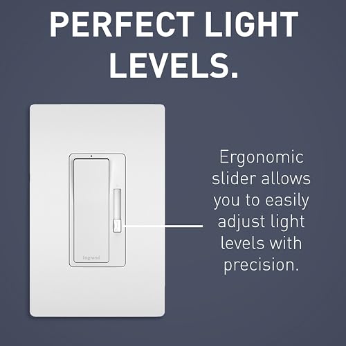 Image of Legrand Radiant CFL /LED Dimmer Light Switch, Single-Pole /3-Way with Locator Light, 0-10V, RHCL453PW3PKCC4, White, 3 Count (Pack of 4)