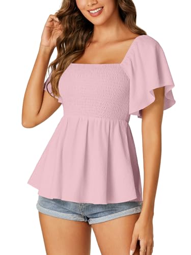 Image of LYANER Women's Square Neck Cute Peplum Top