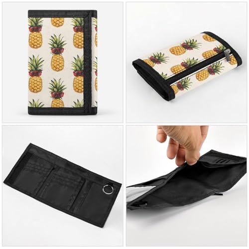 Red Glasses Pineapple A Print Wallet for Men, 8 Credit Card Holder Slim Minimalist Front Pocket Small Mens Bifold Wallets4