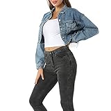 Damen Kurze Jeansjacke, Mit Rissen und ausgefranstem Saum, Mode und stilvoll