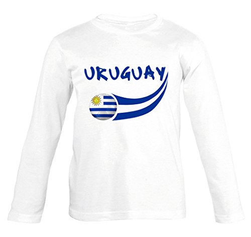 Supportershop T Shirt Uruguay L/S Blanc Enfant Camiseta, Niñas, FR : M (Taille Fabricant : 6 ANS)