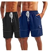 LARGERED Mens Swim Trunks Quick Dry Beach Shorts with Mesh Lining and Pockets, Breathable Swimwea...