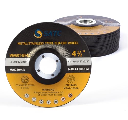 S SATC 25PCS 4 1/2 Cut Off Wheel Grinder Blades 4-1/2" x .045 x 7/8" Cutting Disc Cutting Wheel Die Grinder Cut Off Blades Fits Angle Grinder Air Tool