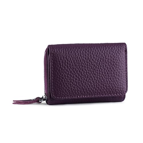 Coin Purse Short Wallet Multifunctional Large Capacity Storage Bag(Purple)