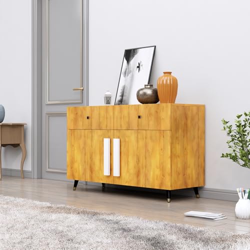 Image of Bniture Storage Cabinet Wooden for Living Room Sideboard with 2 Drawer and 2 Door | Multipurpose Storage Organizer Chest of Drawer Cabinet for Home Hallway Drawing Room Bedroom Kitchen | Giant Wood