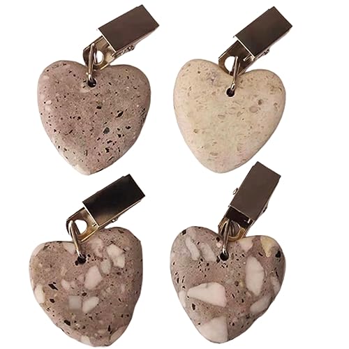 Greabuy 4 clips de peso para mantel con clips en forma de corazón de mármol, resistentes, clips de mesa colgantes