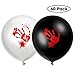 Produktbild 60 Stücke Halloween Luftballons, Halloween Dekoration, Blut Verspritzen Luftballons, Blutige Hand Gedruckt, Latex Luftballons für Halloween Party Dekor