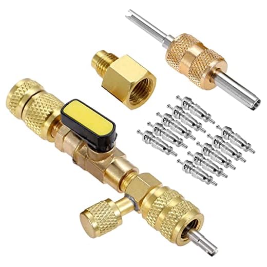 Hsthe Sea - Herramienta de instalación de válvula R410A R22 con Doble Puerto SAE 1/4 y 5/16 para Sistema de Aire Acondicionado R404A R407C R134A R12 R32
